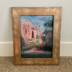 French castle ruins pastel painting/drawing